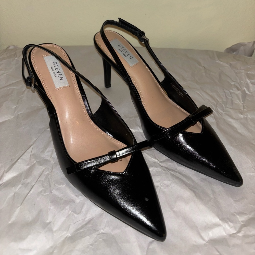 Steven New York Black Bow Heels - Picture 2 of 8